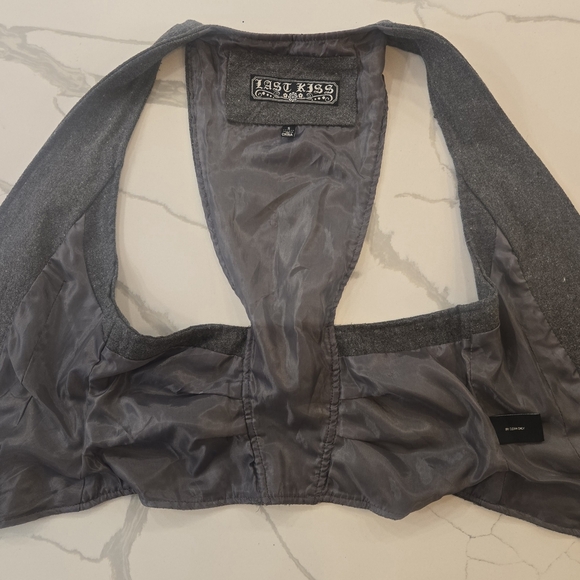 Vintage 90s Wool Gray Pleated Vest Womens Size Small - Picture 7 of 10